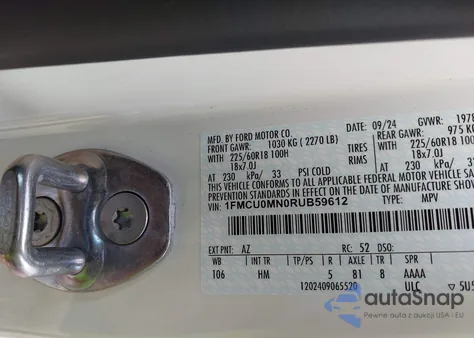 2024 Ford Escape St-Line from USA, damaged, VIN 1FMCU0MN0RUB59612